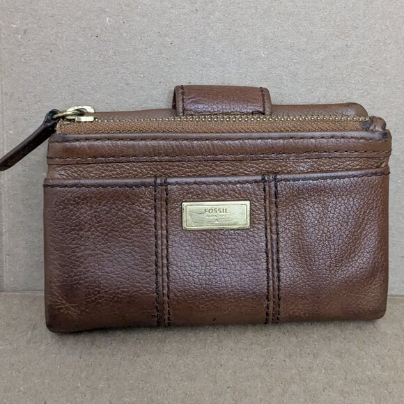 Fossil‎ Brown Leather Wallet Long Live Vintage - Picture 1 of 14